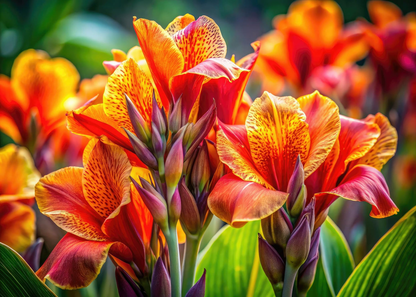 Canna Indica Lily Bulbs for Growing - Stunning Red/Orange Blooms (3 Bulbs)