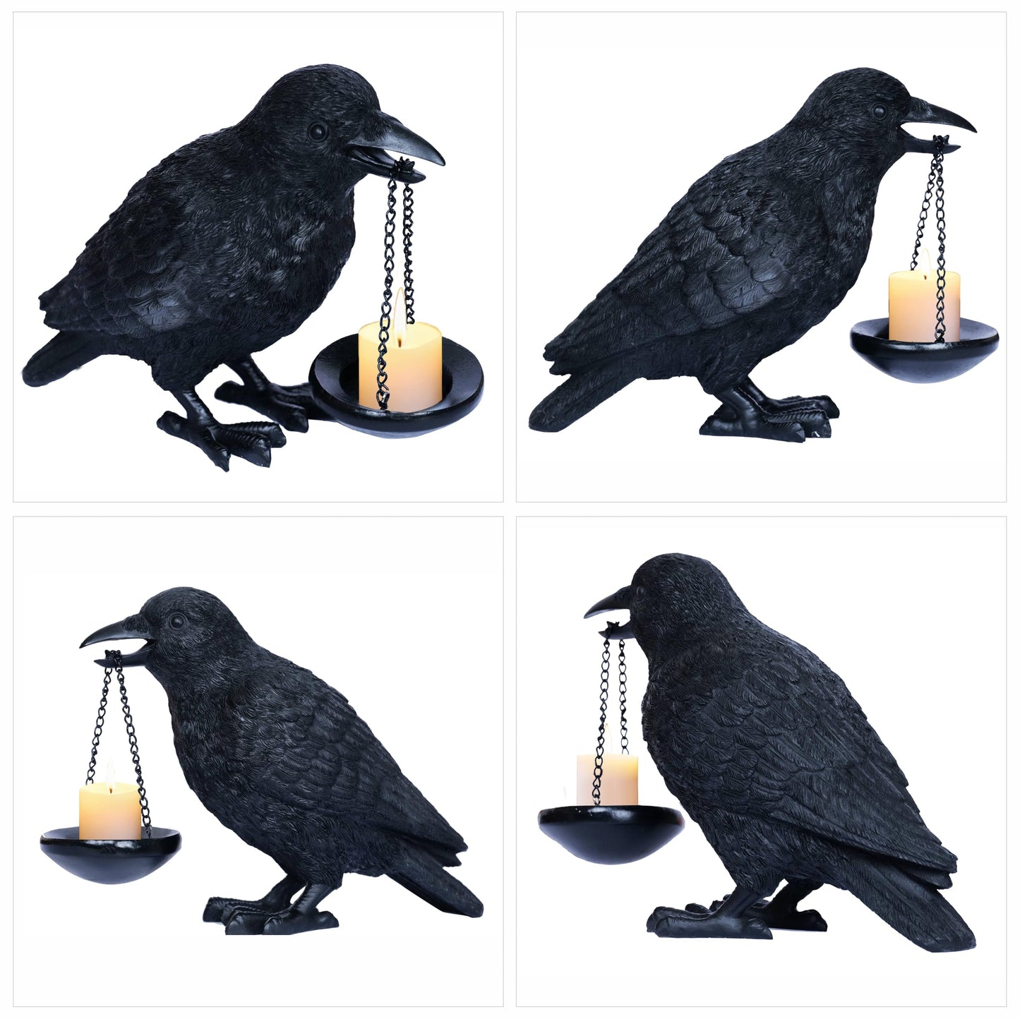 Gothic Crow Lamp with Tealight Candle Holder Raven Statue Halloween Decor Black Bird Decorations Indoor Gothic Home Decor for Living Room Tabletop Shelf Bedroom Unique Goth Witchy Gifts
