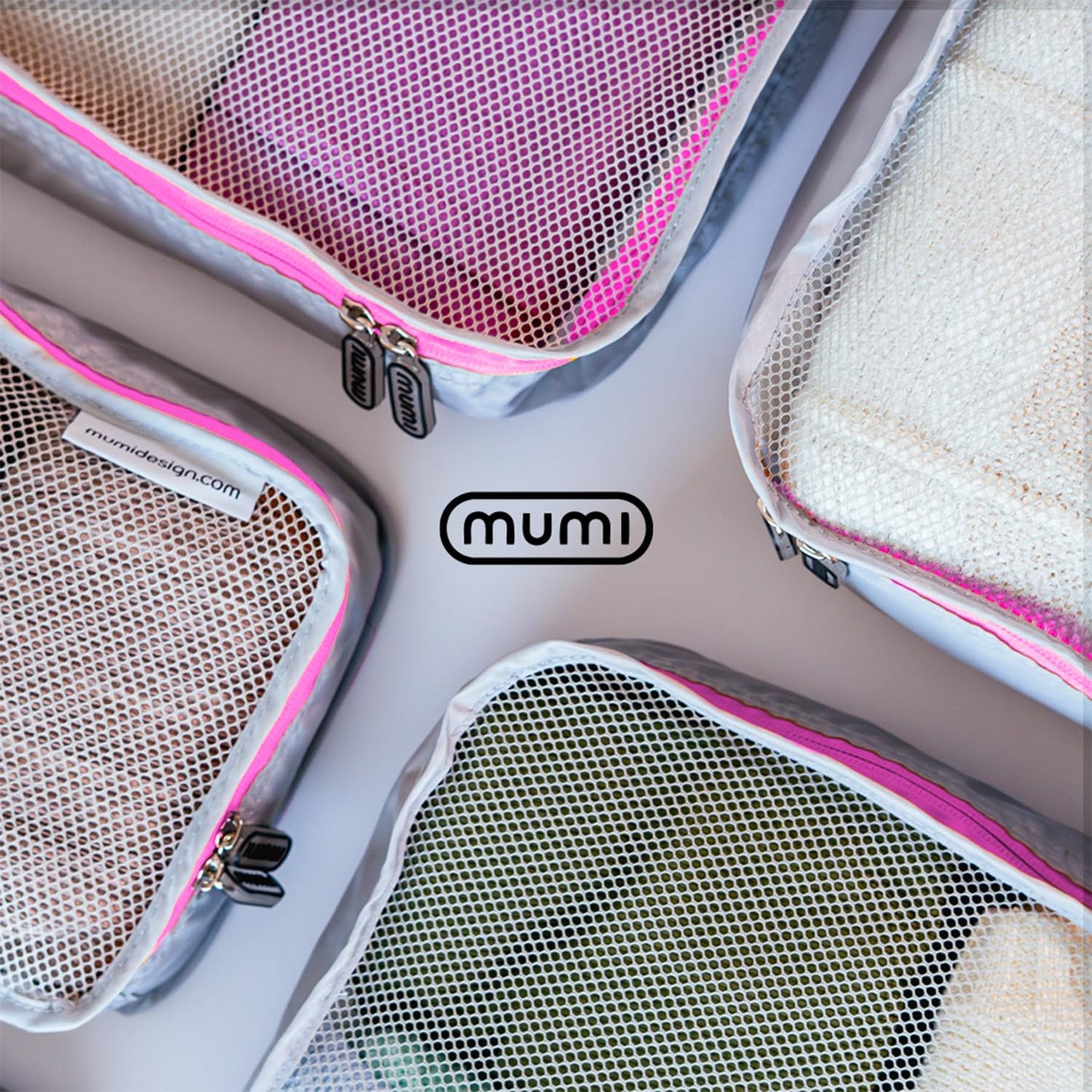 MUMI Packing Cubes - 5 Compression Packing Cubes for Travel, Luggage Organizer Bags for Suitcases, Carry-On, Duffle or Backpack – Mesh, Waterproof Bags for Clothes, Kids & Travel Accessories - Orange