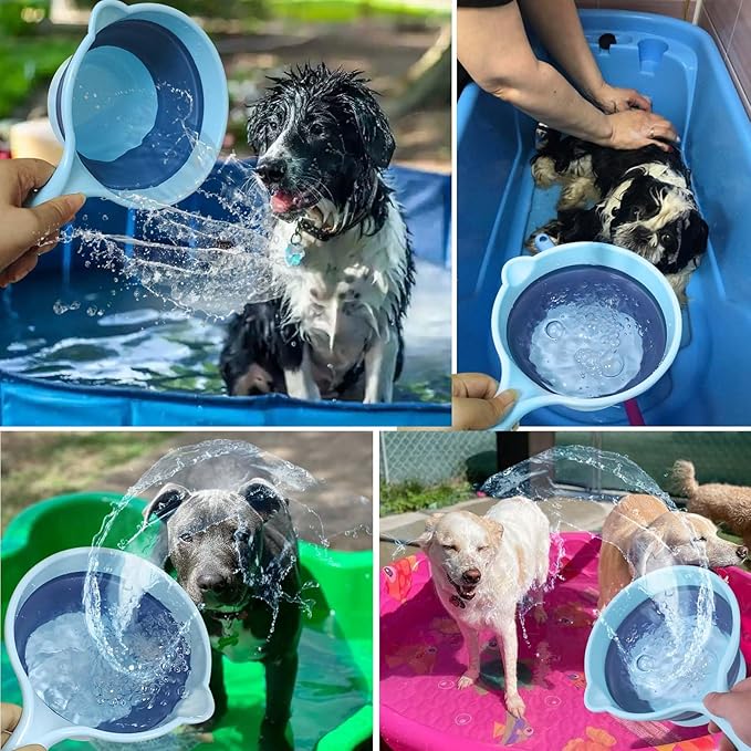 Vodolo Dog Bath Rinse Cup,Portable Foldable Dog Bath Tubs Accessories,Dog Shower Bathtub Dog Pool Supplies,Dog Washing Tools,Dog Shower Attachment