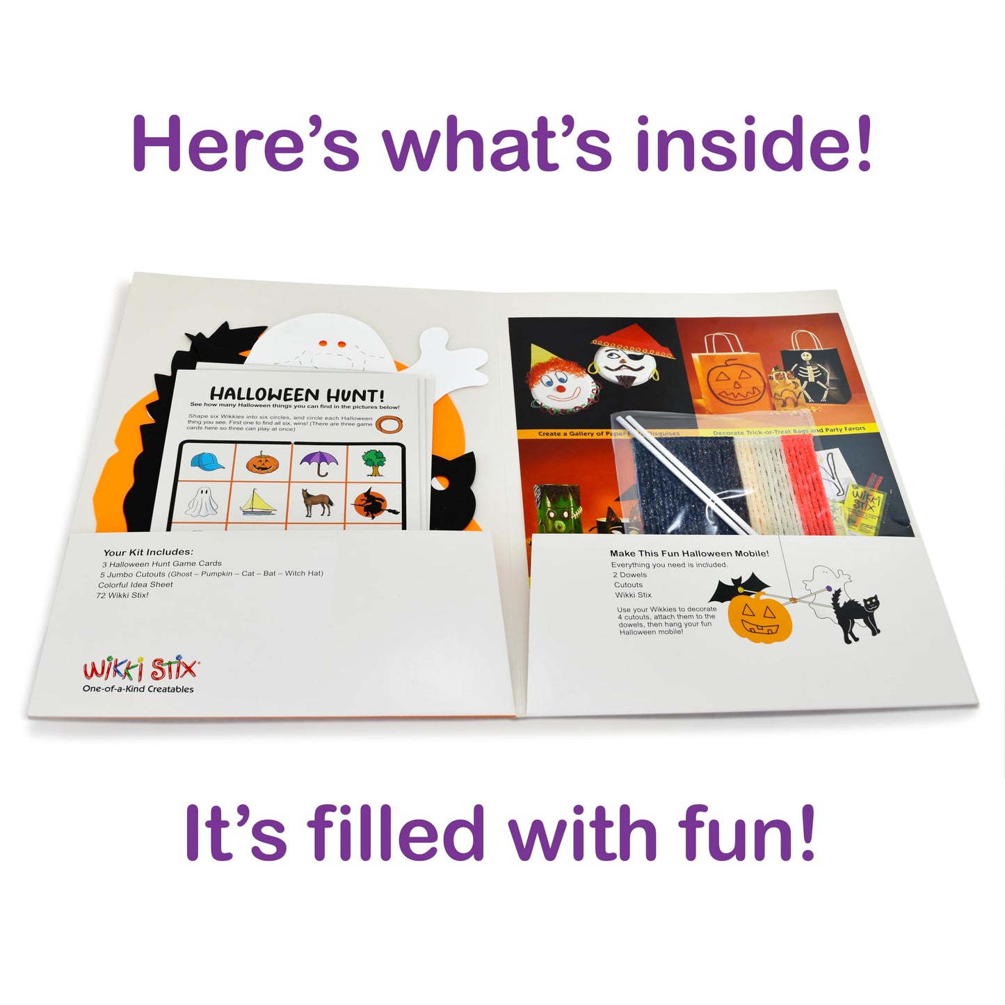 WikkiStix Halloween Activity Kit for Kids. Make Your own Halloween Crafts & Decorations! Non-Spooky Gift for Ages 3 & up. Comes with 72 Wikki Stix and Instructions for 9 Festive Activities.
