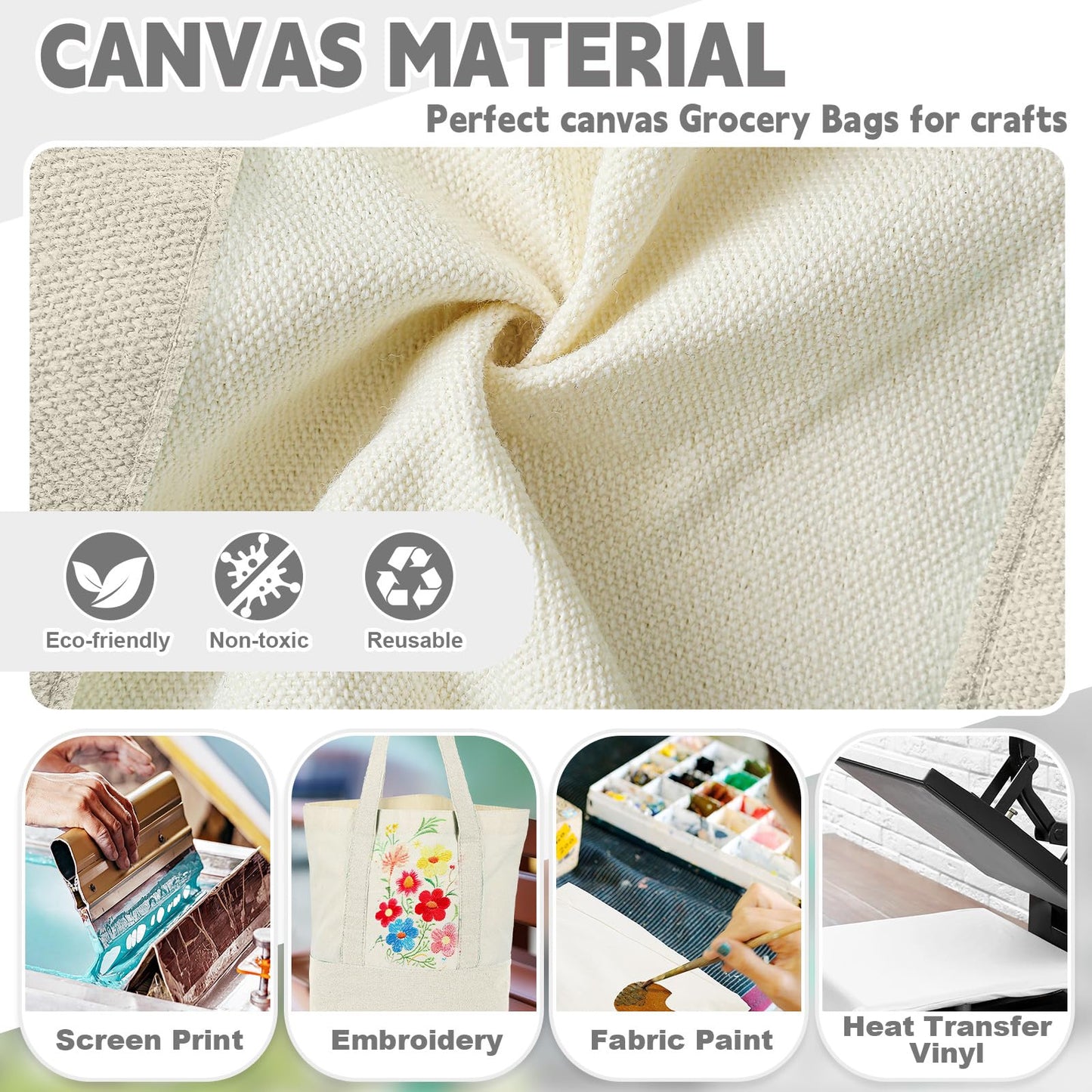 Amylove Canvas Tote Bag with Pockets Duty Canvas Sublimation Blank Small Bag Mini Reusable Tote for Crafts DIY(13" X 11",Natural Color,1 Pcs)