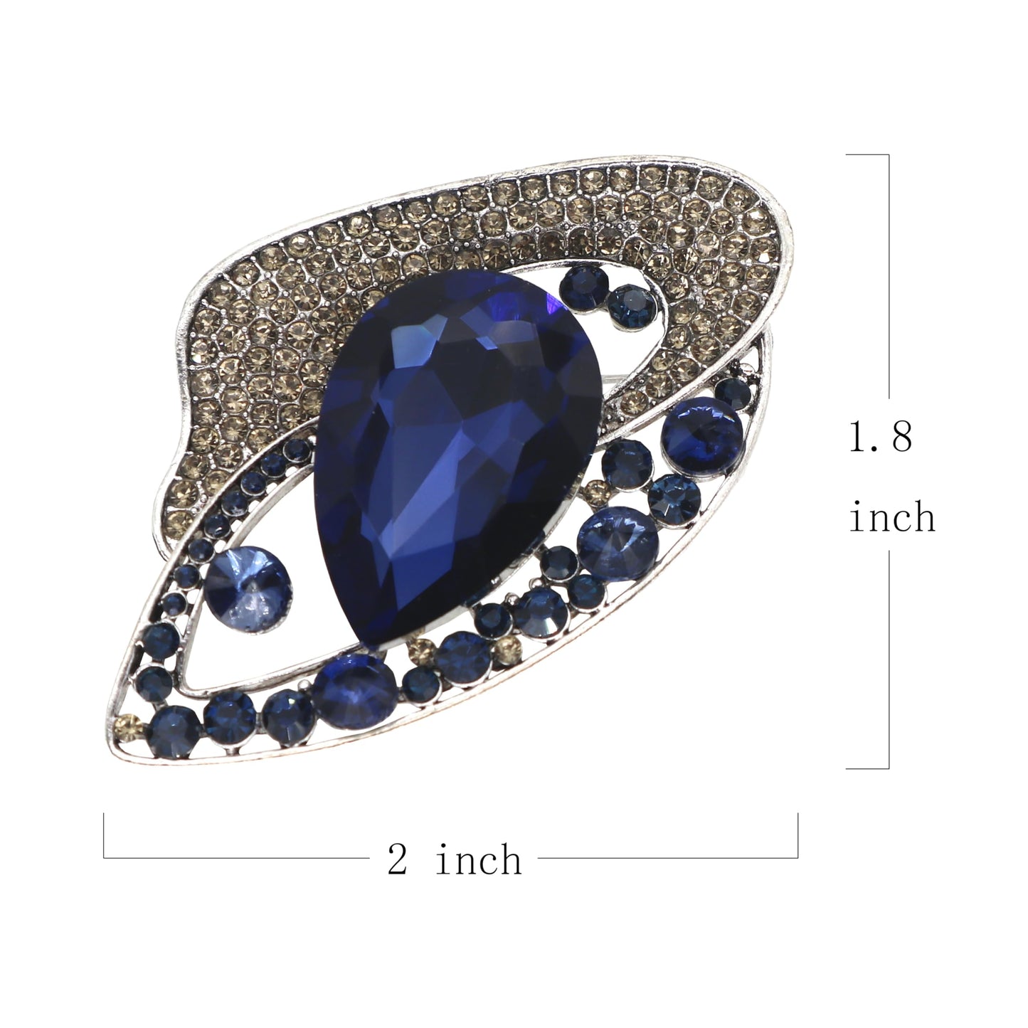 AUGTIGER Blue Brooch Pins for Women Fashion Flower Statement Jewelry