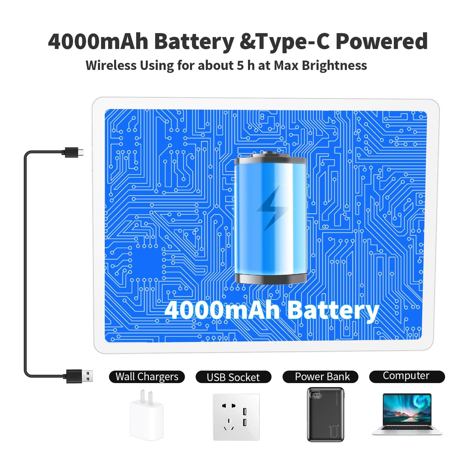 Elice Rechargeable A4 Light Pad with Carry Bag, Magnetic LED Light Board with Physical Button, Super Bright Diamond Art Light Pad, Ultra-Thin Light Box for Tracing, Weeding, Diamond Painting -White