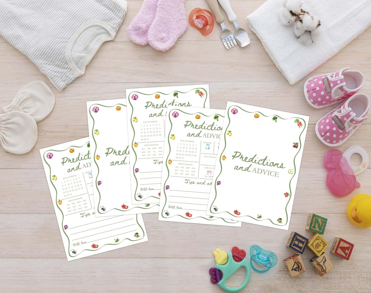 Locally Grown Baby Shower Games, Farmers Market Predictions And Advice Game for 30 Guests with Game Cards, Gender Reveal, Baby Shower Supplies & Decorations (DV38)