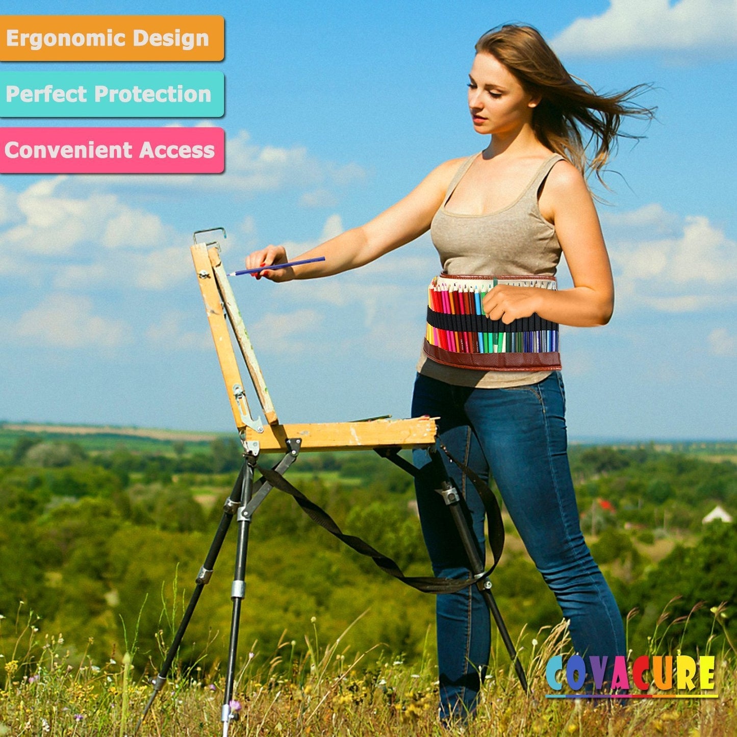 covacure Colored Pencils, Premier Color Pencil Set With 36 Colouring Pencils,Sharpener and Canvas Pencil Bag