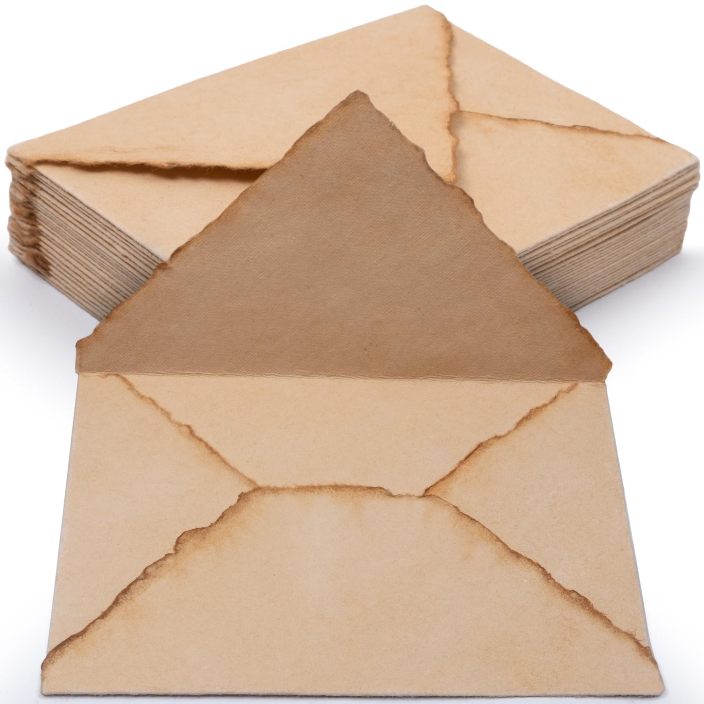 Wanderings Handmade Antiqued Envelope with Deckle Edge - 4.25 x 6.25" - Package of 25 for Writers Invitations Announcements - Cold Press Thick 150 GSM Recycled Paper