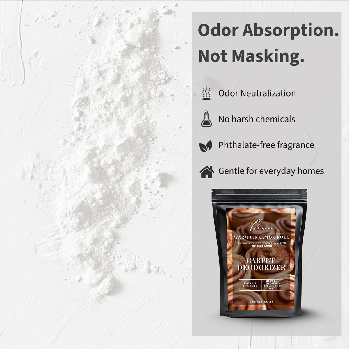 Warm Cinnamon Roll Carpet Deodorizer Powder (36 Ounce)