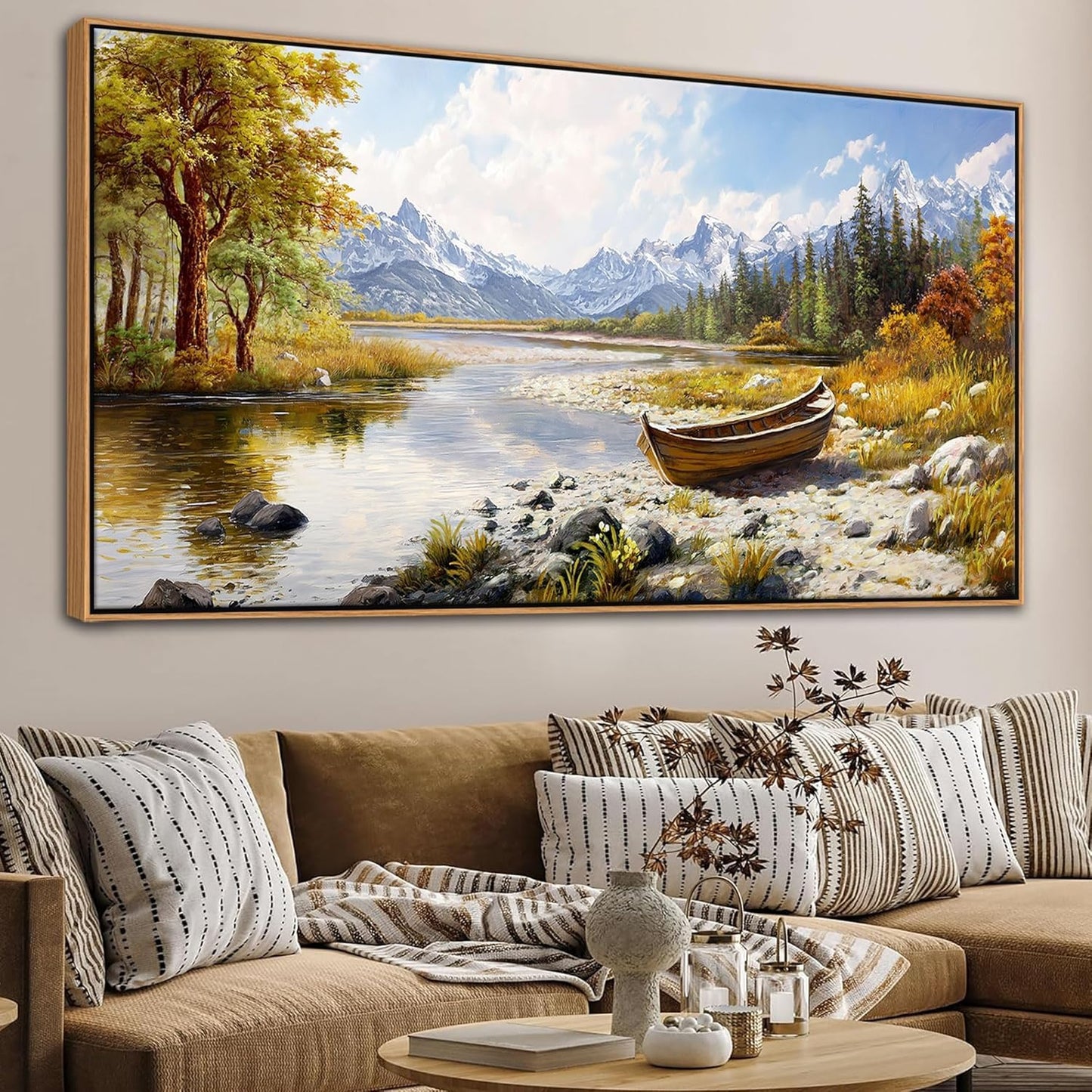 Mofutinpo Fall Mountain Landscape Wall Art - Nature Forest Canvas Art for Living Room, Bedroom & Dining Room - Framed Paintings for Wall Decor - Large Scenic Artwork for Home 20x40IN