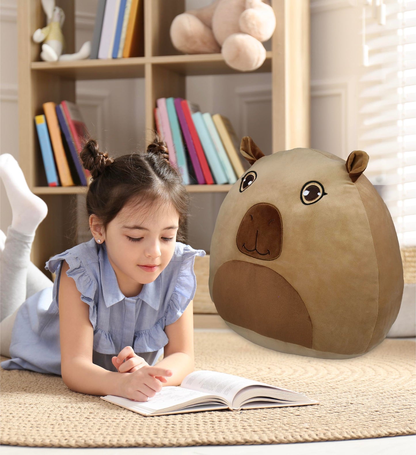 DolliBu Snug Mooshies Capybara Stuffed Animal Plush Toy - Large Cuddly Wild Life Super Squishy Soft Toys, Huggable Big Plush Animals for Girls and Boys, Cute Toy Animal Pillow for Kids - 17 inches
