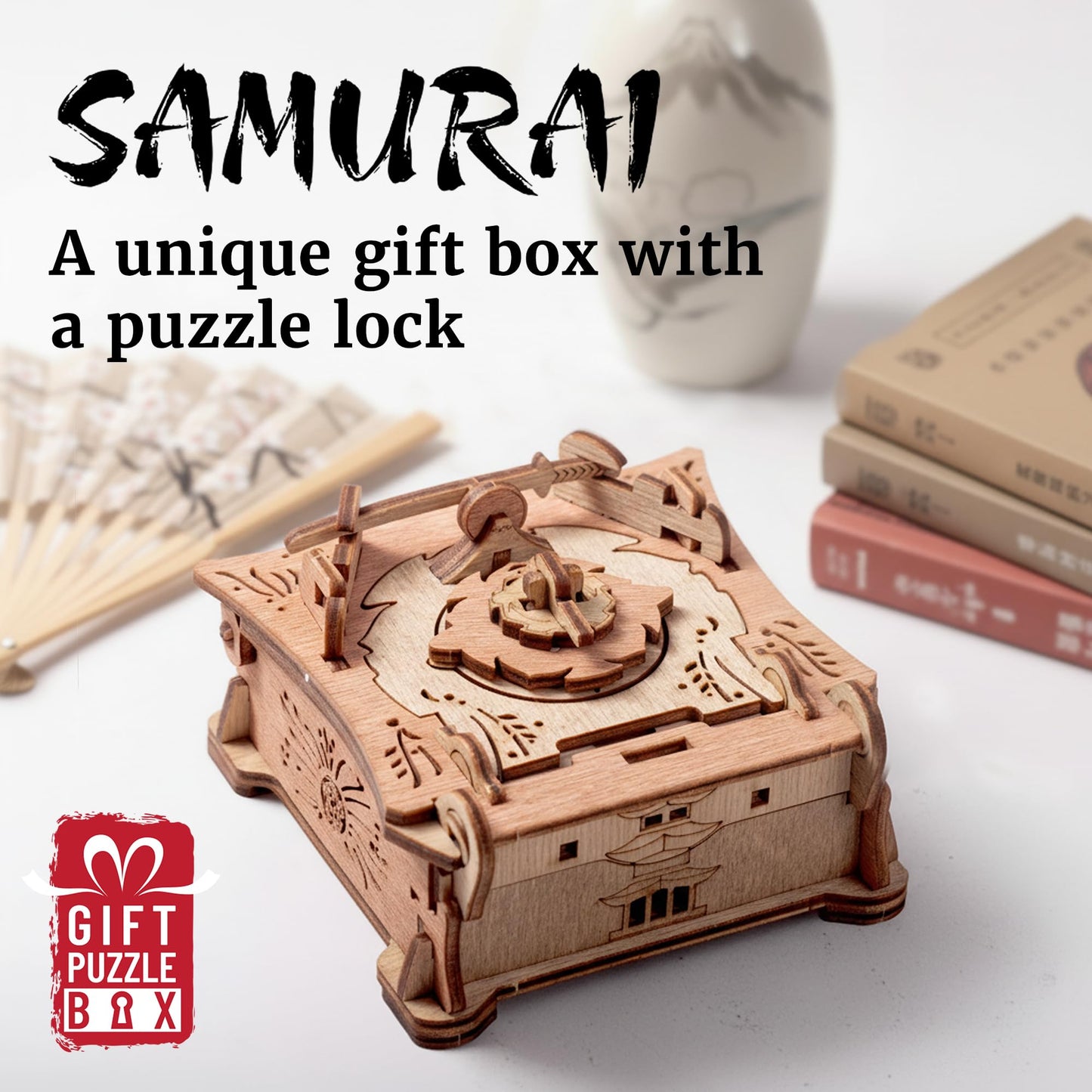iDventure Samurai Puzzle Box | Tricky Gift Packaging | 3D Puzzle for Adults | Escape Room Game | Brain Teaser | Birthday Gift Gadget for Men and Women | Treasure Box