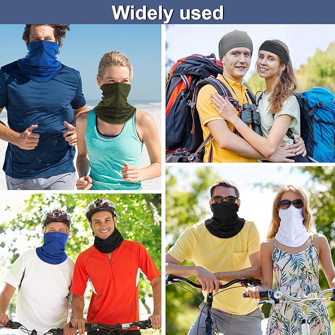 6 Pieces Ski Mask for Men Neck Gaiters Scarf Face Covering Balaclava Winter Cycling Running Fishing Masks Windproof Bandana (Green, Gray, Black, Riyal Blue, White, Dark Gray,6 Pieces)