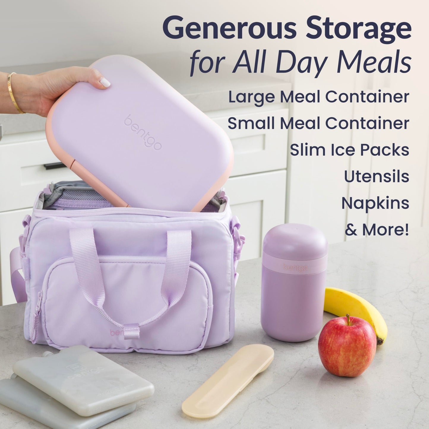 Bentgo Insulated Lunch Bag – Extra-Large Capacity Adult Lunch Bag with Shoulder Strap and External Storage Compartment, Durable, Lightweight, Ideal for Work, School, & Meals On the Go (Lavender)