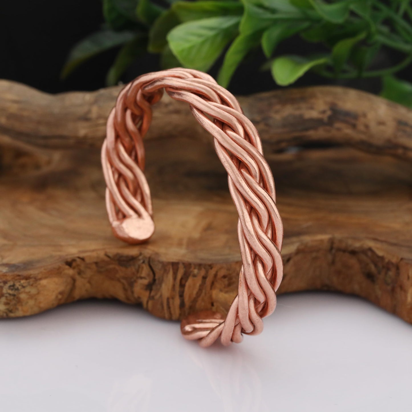tunarts Handmade Elegant Copper Bracelet for Women and Men-Pure Copper Bracelet for Pain Relief-Adjustable,Thickest,Twisted Copper Wire Bracelet (red folded-small)