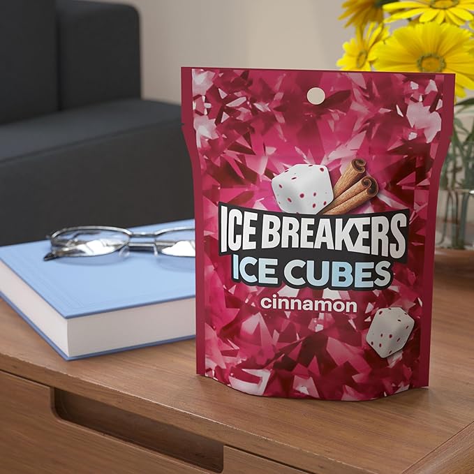 Ice Breakers Ice Cubes Cinnamon Sugar Free Chewing Gum Pouch, 8.11 oz (100 Pieces)