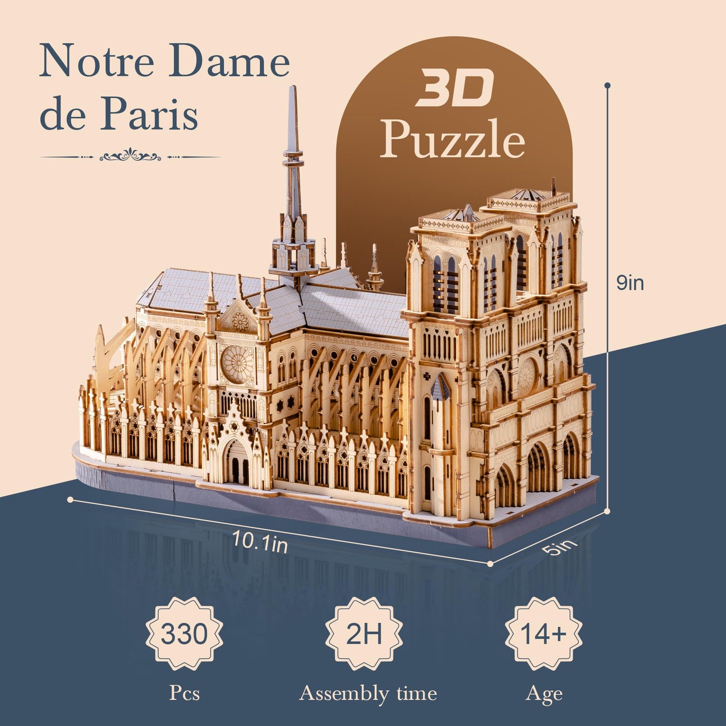 Rowood 3D Puzzles for Adults,Wooden Architecture DIY Model Kit Building Set for Adults, Notre-Dame de Paris Cathedral and Castle Collection,Birthday for Women Friends