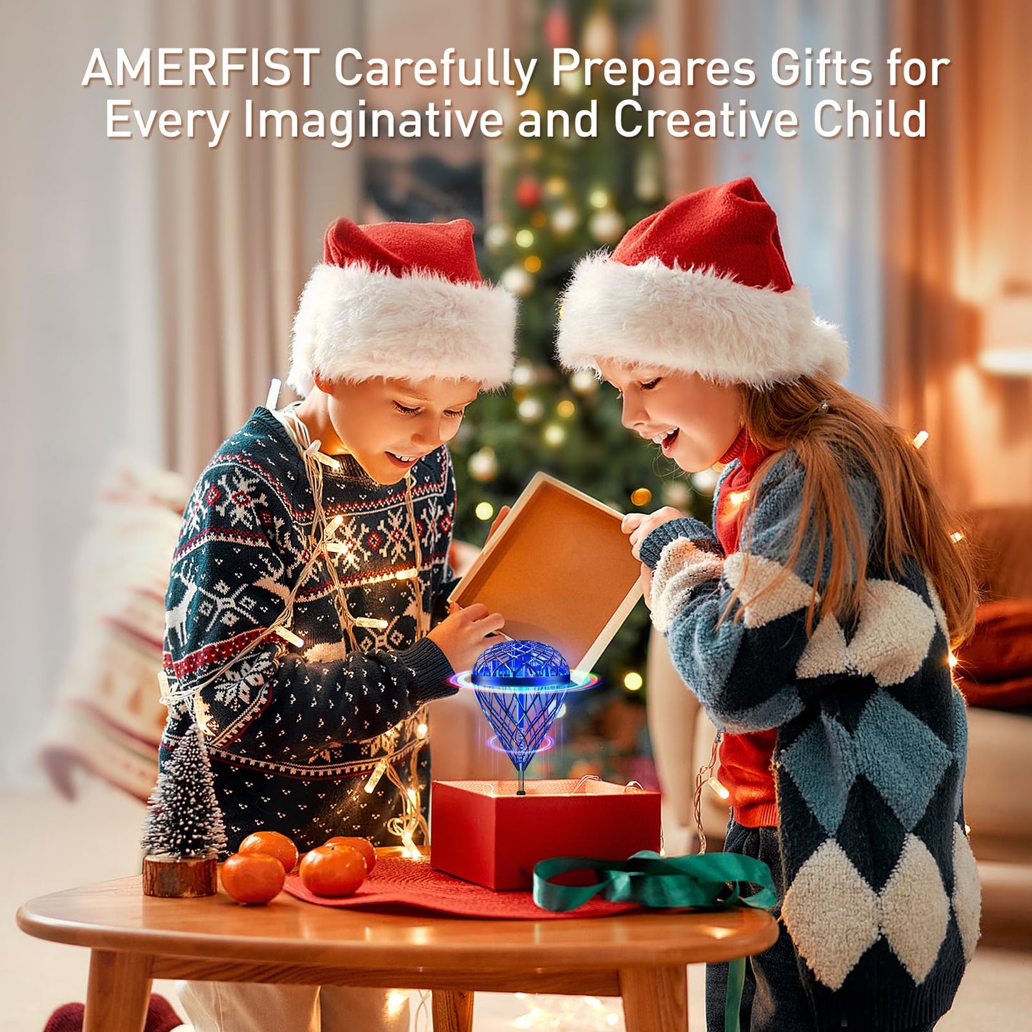 AMERFIST The Latest Cool and Magical Flying Toy, Combining AI Motion Control Technology with Contact Sensing System, Make it Become Bounce & Flip & Flight Toys, Fully unleashing Your Creativity.