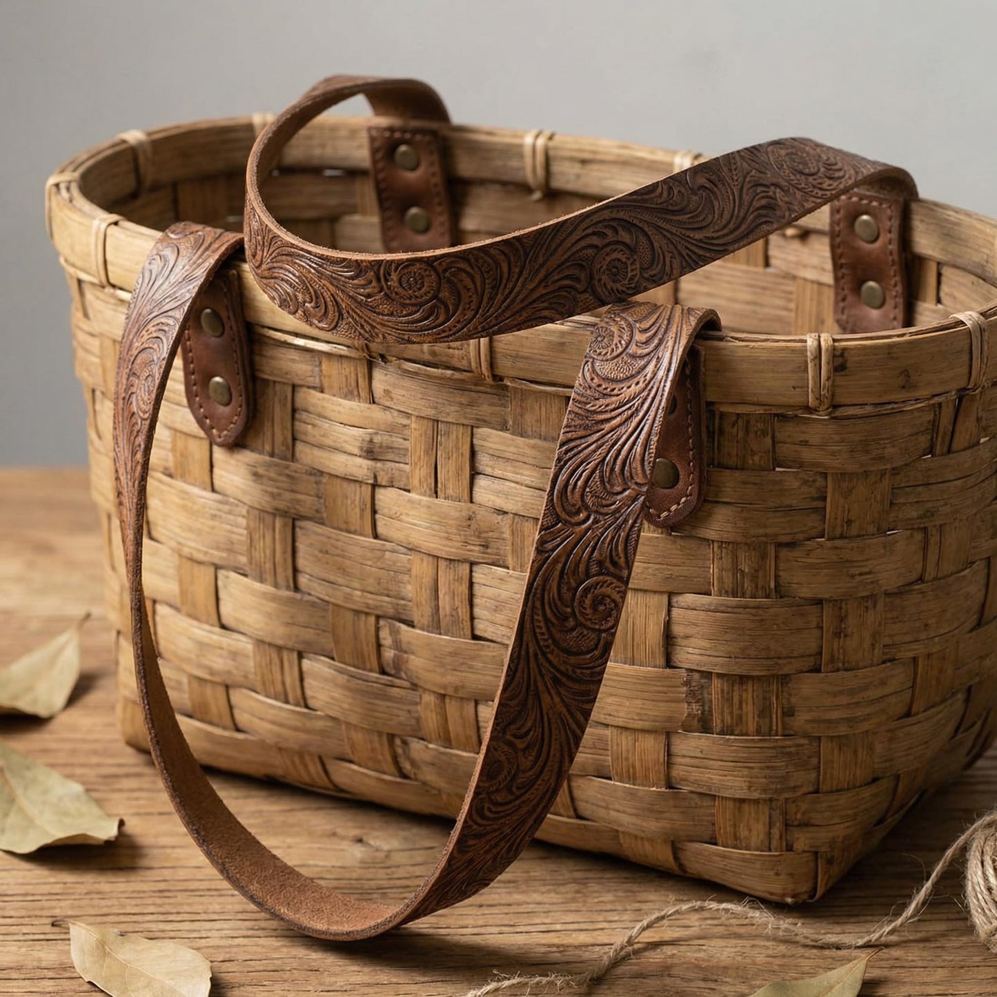 72 Inches Embossed Faux Leather Straps for Crafts 2 Inch Wide Vintage Brown Western Style Bump Texture Flat Full Grain Leather Strips for DIY Crafts Projects Bags, Belt, Garden Tools