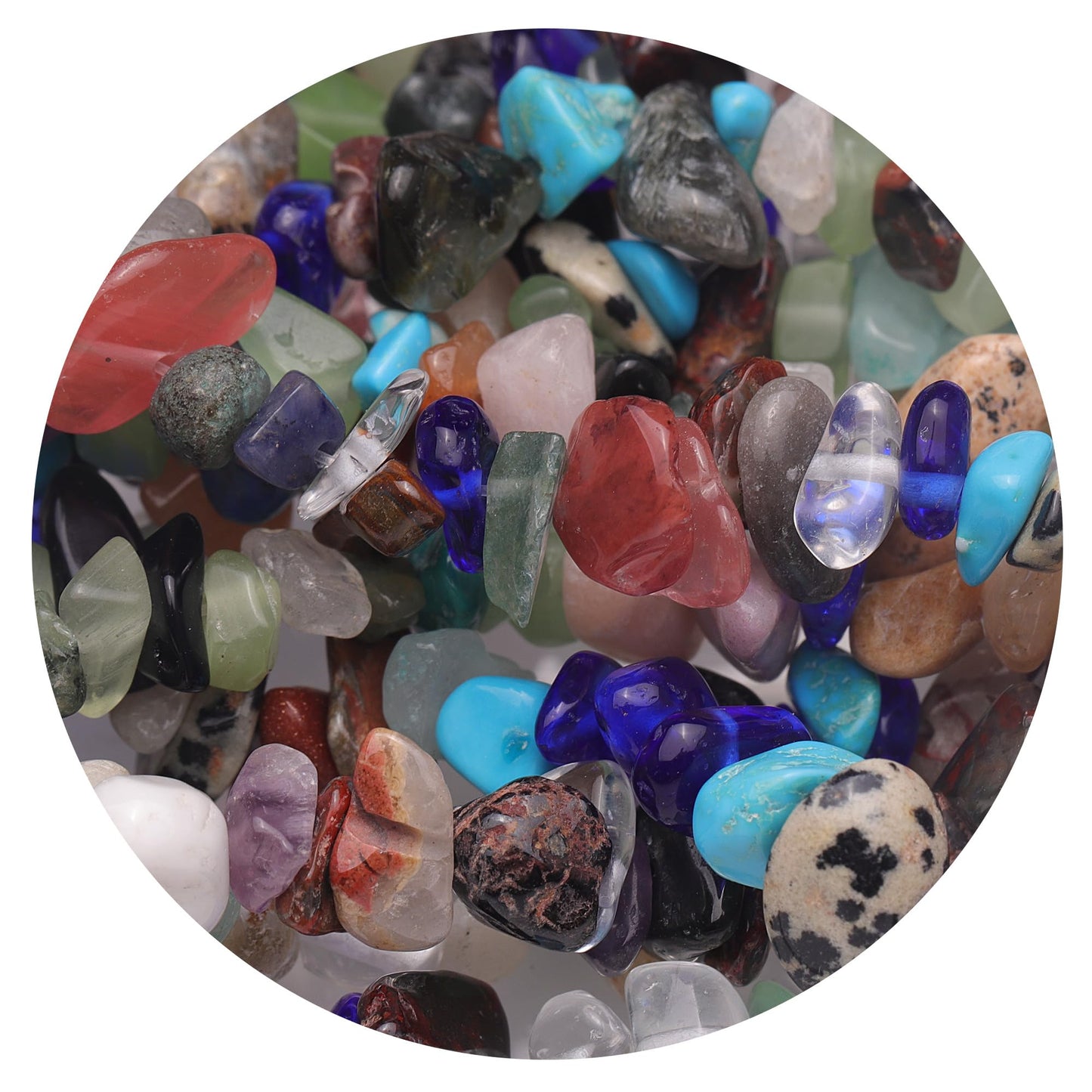 Youngbling Natural Chip Stone Beads 450 Pcs 5-8mm Healing Crystal Irregular Gemstone Drilled Lose Rocks Multicolor Beads Bulk for Bracelet Jewelry Making