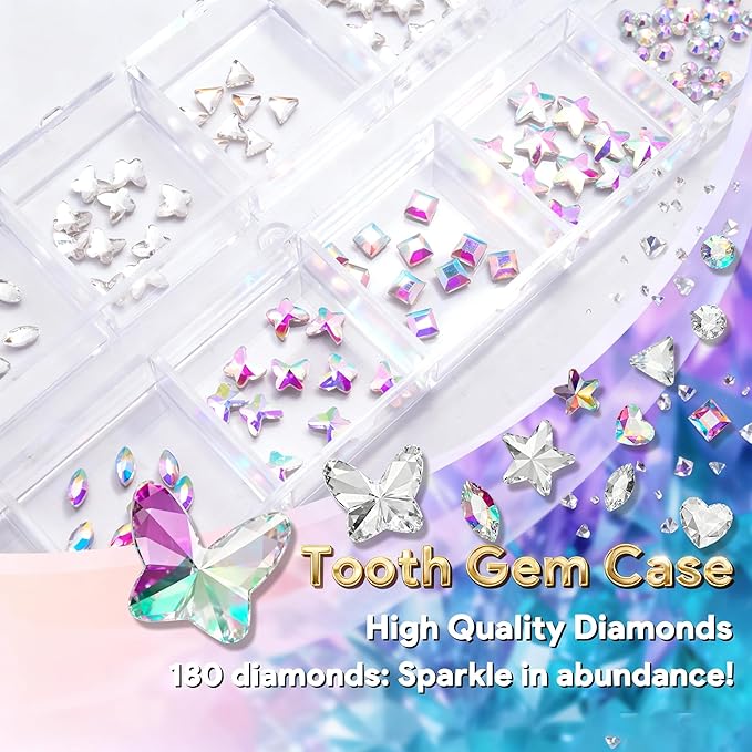 Luretrap Y2K Trendy 30 Pieces Crystal Tooth Gem Kit - Unleash Your Sparkly Smile