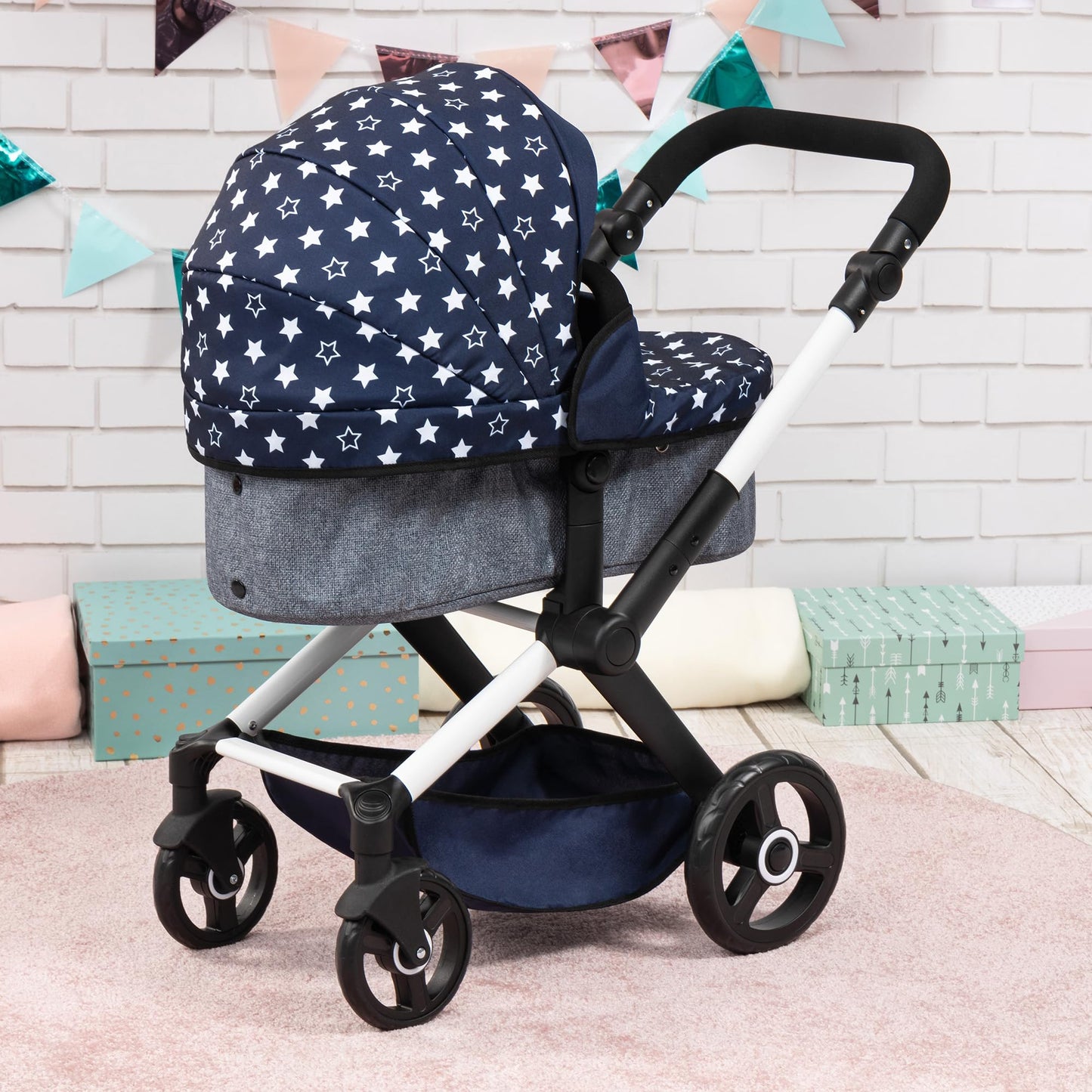 Bayer Pram Xeo Doll Stroller - Convertible 18 inch Doll Pram with Shoulder Bag