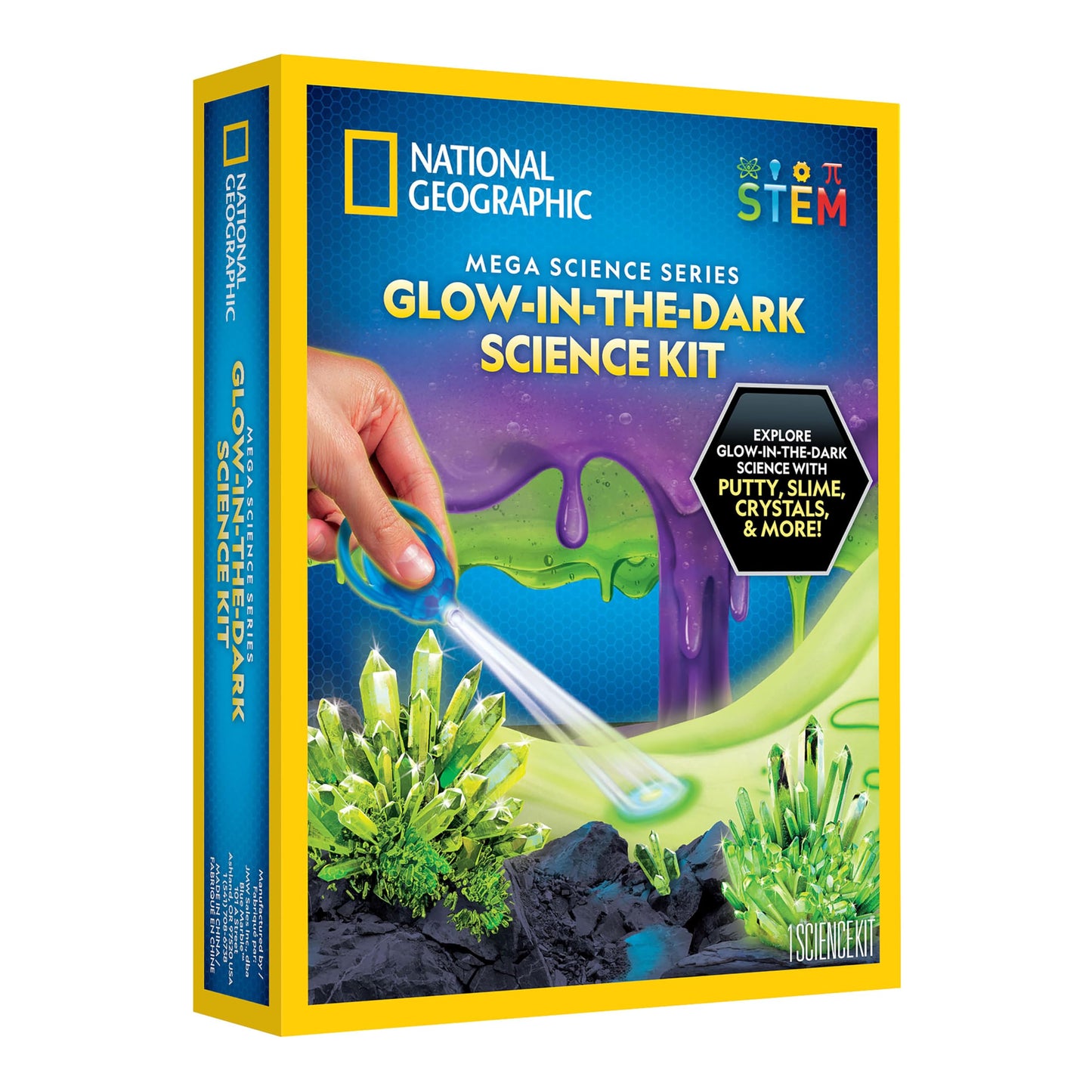 NATIONAL GEOGRAPHIC Mega Science Kit - Glow in The Dark Lab with Crystal Growing Kit, Slime Making, Glowing Putty, and More Science Experiments, Slime Kit for Boys and Girls (Amazon Exclusive)
