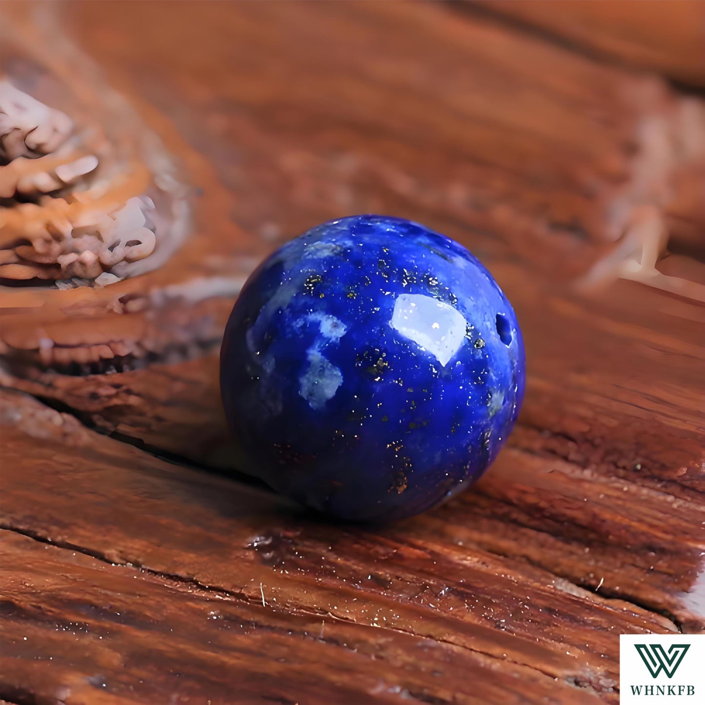 WHNKFB 8mm 50PCS Natural Lapis Lazuli Round Beads, Deep Blue Pyrite-Flecked Loose Gemstone Beads for Jewelry Making Craft - 4mm 6mm 8mm 10mm Options with Free Elastic Cord