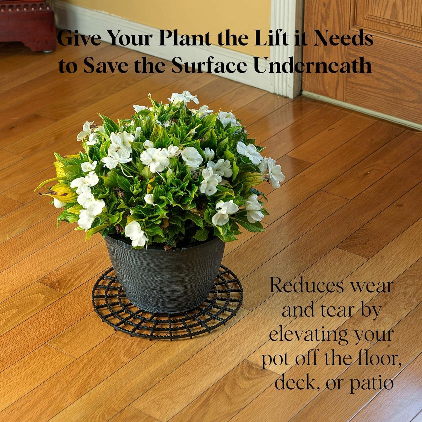 WISHDIAM Plant Riser 6PCS, Flower Plant Stands, 12 inches Patio&Deck Floor Protector, Adjustable Heavy Plant Riser, Deck Planter Plant Coaster, Plant Trivet for Indoor, Outdoor, Airflow and Drainage