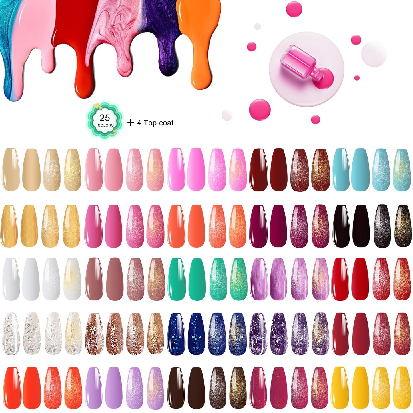 Gel nail kit with uv light and nail drill machine Kit,5pcs Top Base Coat LED Lamp Nail Art All Seasons Gel Manicure Kit