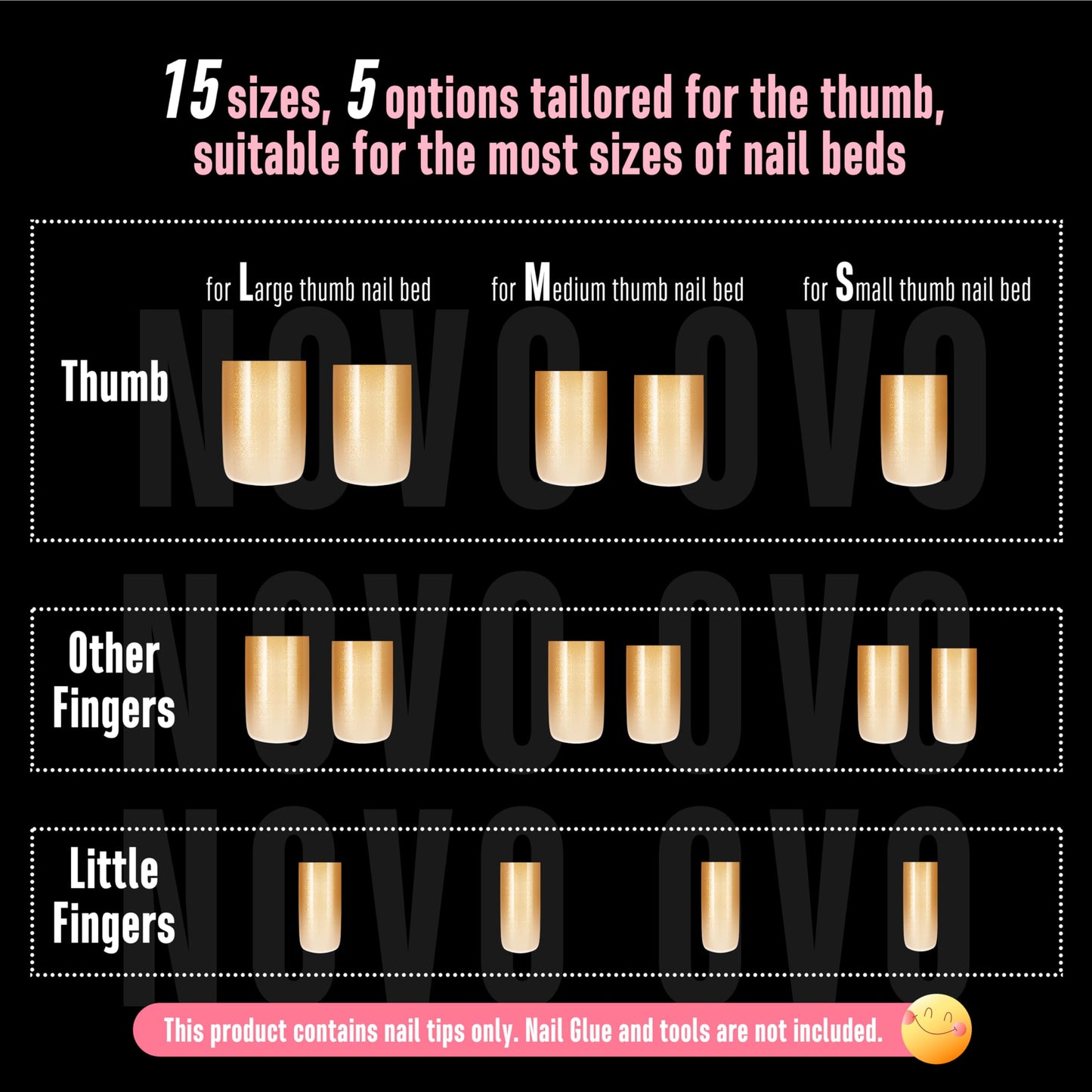 NOVO OVO Short Square Nail Tips 150Pcs Cat Eye, Golden Brown Sharp Square Gel X Nail Tips, Glossy Finished with Top Coat, Full Cover Fake Nails No C Curve for Home DIY Typing Scenario, 15 Sizes