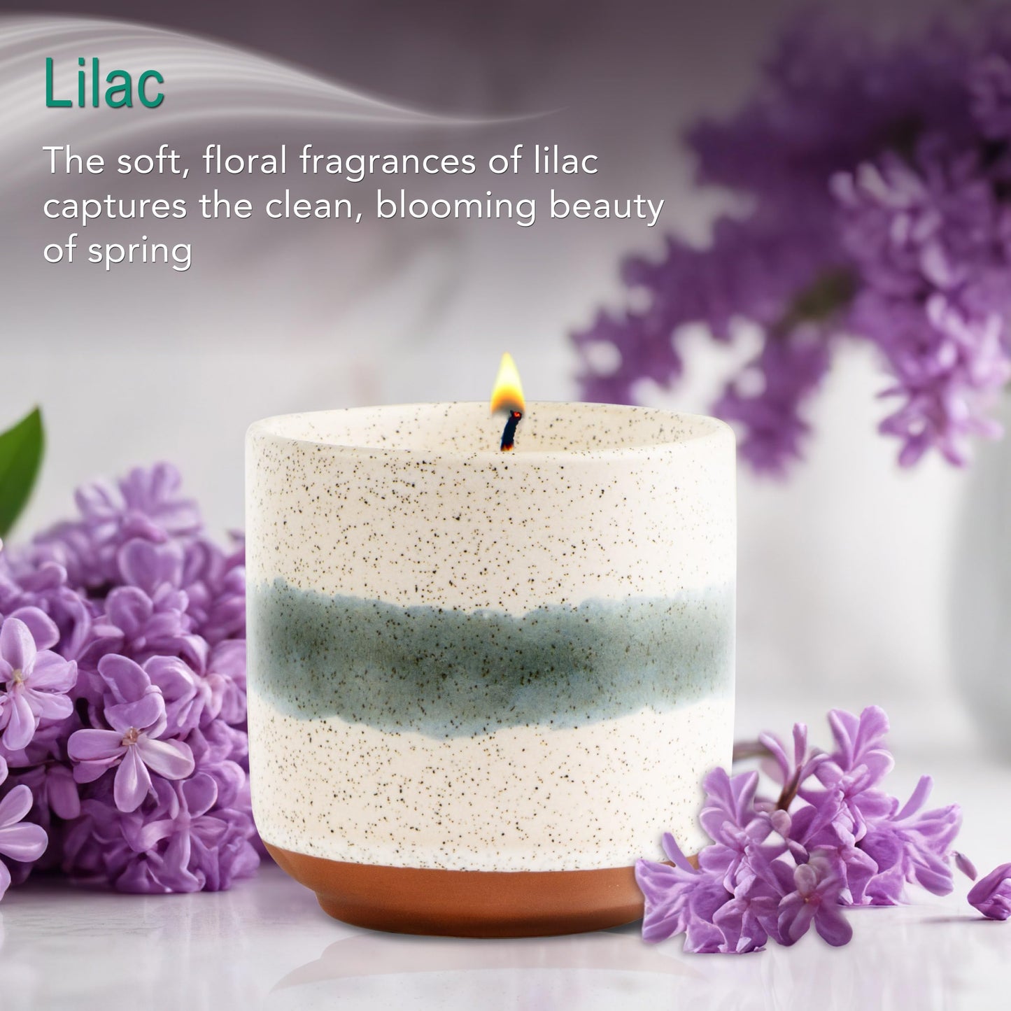 Hyggelight - The Growing Candle, Lavender Scented, 8.5oz Ceramic Pot, Single Wick Aromatherapy Candles, 100% Soy for Women and Men, Edith