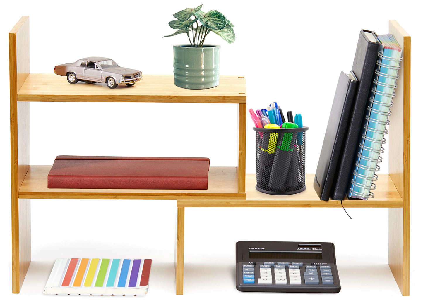 RoyalHouse Natural Bamboo Desktop Organizer, Attractive Design, Stand Shelf for Books, Accessories and More, Home D?cor, Ideal Gift for Family & Friends