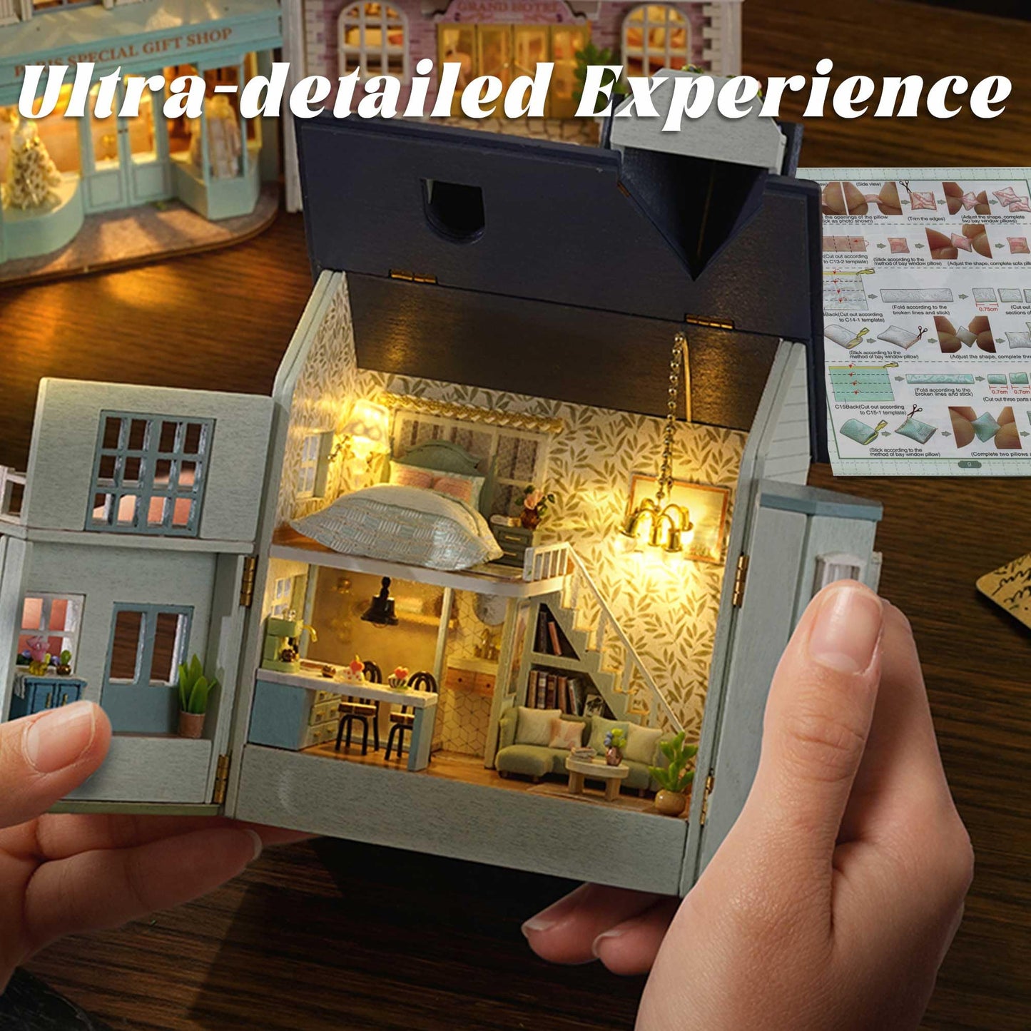 Flever Dollhouse Miniature DIY House Kit Creative Room with Furniture for Romantic Valentine's Gift (Warm House)