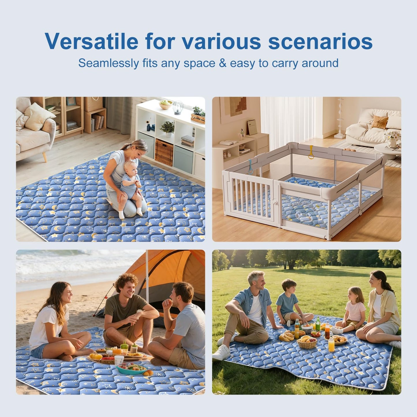 Odorless Premium Foam Baby Play Mat 71" X 59", Extra Large Activity Playmats for Babies,Toddlers, Infants, Soft Thicker Baby Mat for Floor, Play & Tummy Time, Machine Washable for Easy Care