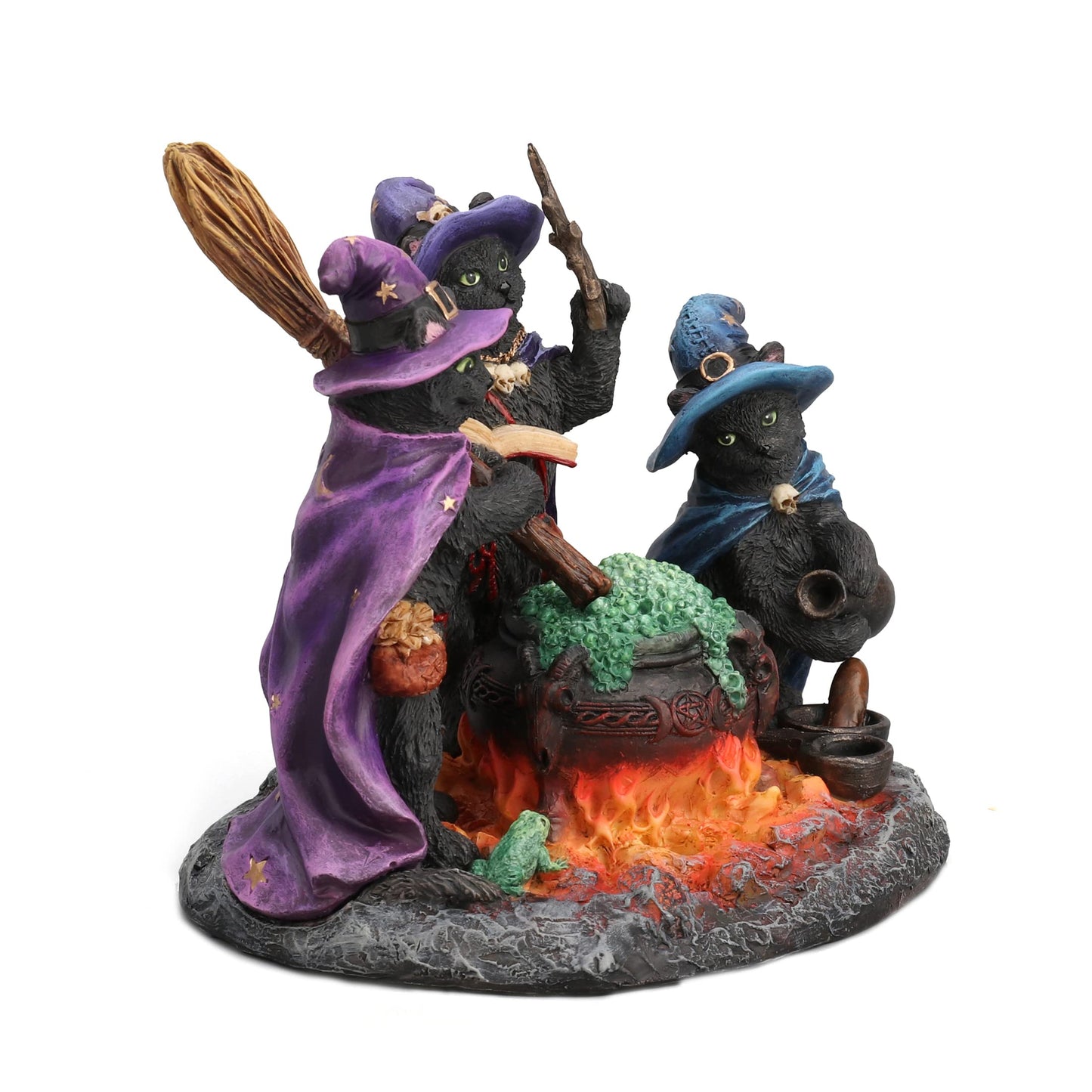 Veronese Design 4 1/2 Inch Black Cats Culinary Coven Witchcraft Cauldron Resin Animal Figurine