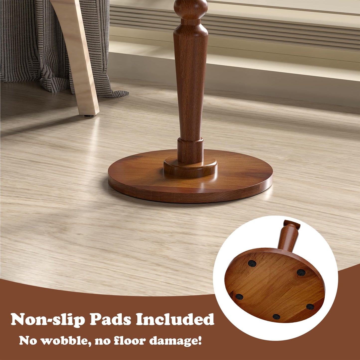 promitop Small Wooden Round Side Table - Accent Nightstand Pedestal Table for Living Room, Bedroom - Compact Coffee Table, Tea Table, Drink Table, End Table for Small Spaces, Corners, Office