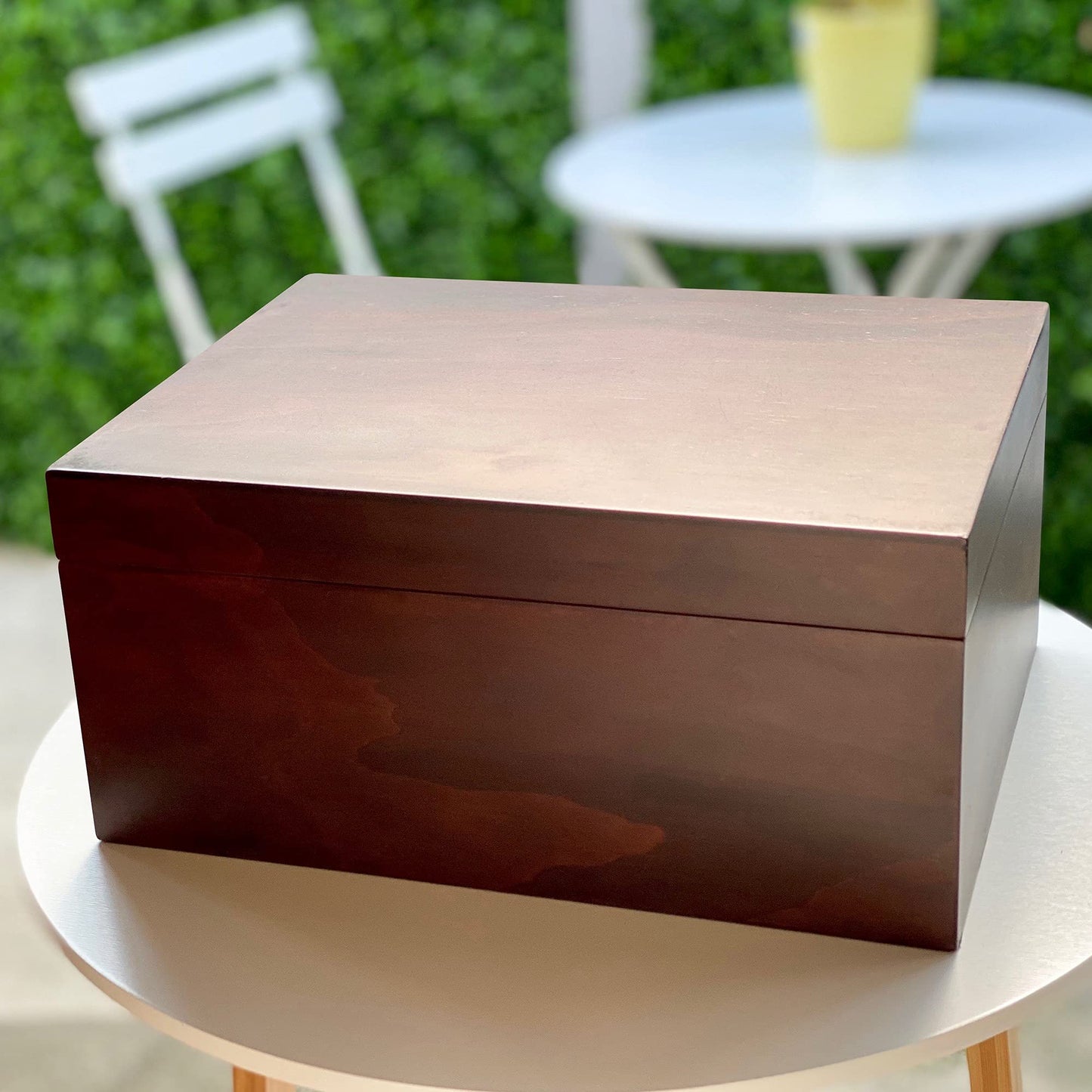 Blake & Lake Large Box with Hinged Lid - Wood Storage Box with Lid - Wooden Keepsake Decorative boxes with lids (Dark Oak)