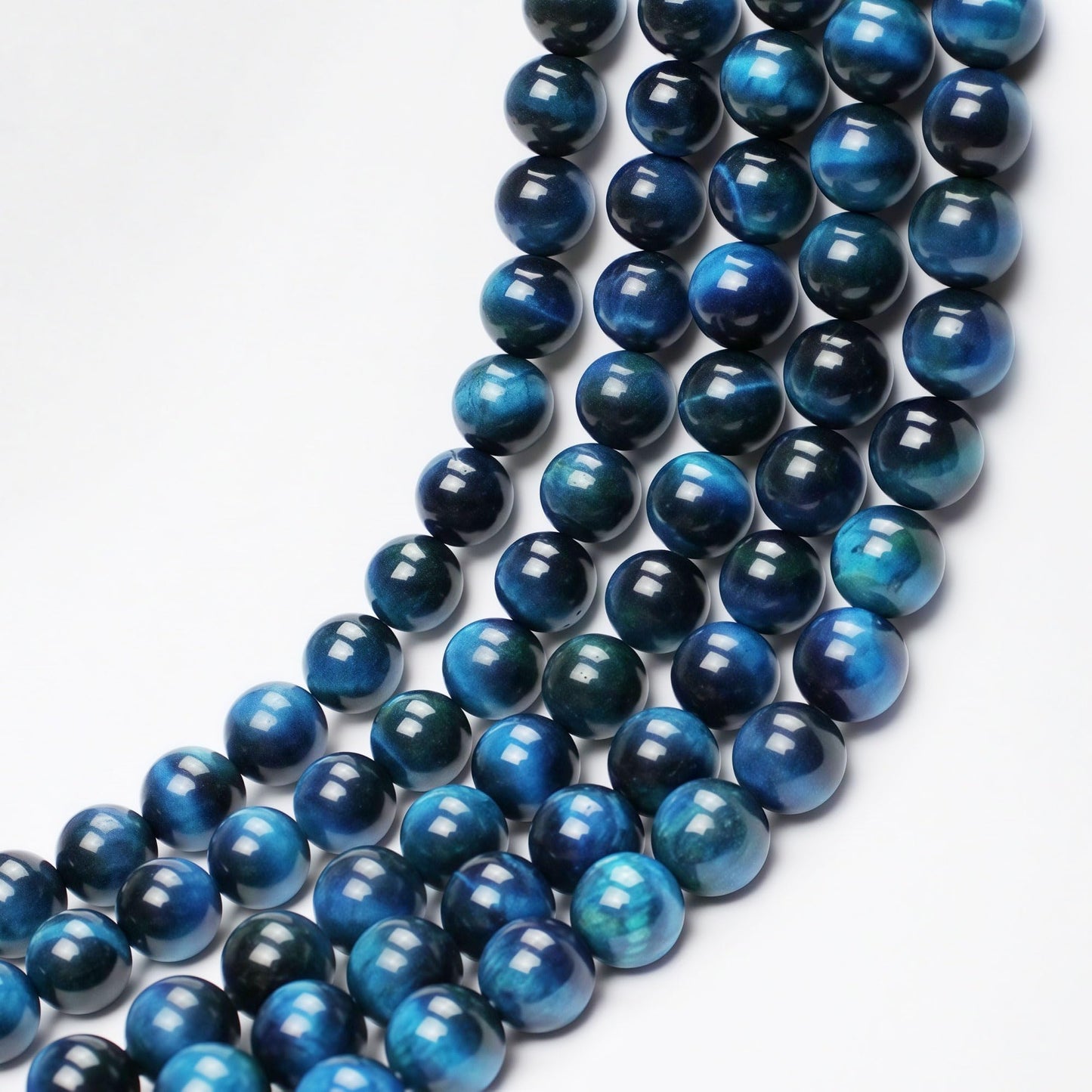 MJDCB Stone Beads 8mm 43pcs Round Sky Blue Tiger's Eye Loose Gemstone Bead Charms for Jewelry Making Bracelet Necklace Earring Pendant