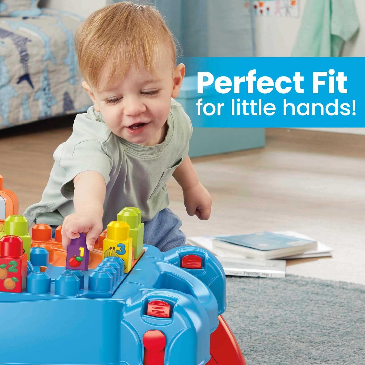 Mega Bloks First Builders Build 'n Learn Table with Big Building Blocks, Building Toys for Toddlers (30 Pieces)