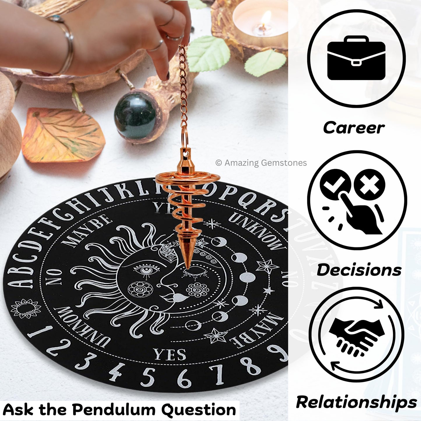 Amazing Gemstone Healing Metal Pendulums for Divination, Rose Gold Spiral Coil Open Chamber Steel Copper Pendulum High Energy Pendulo de Bronce Pendulos de Mesa MP9