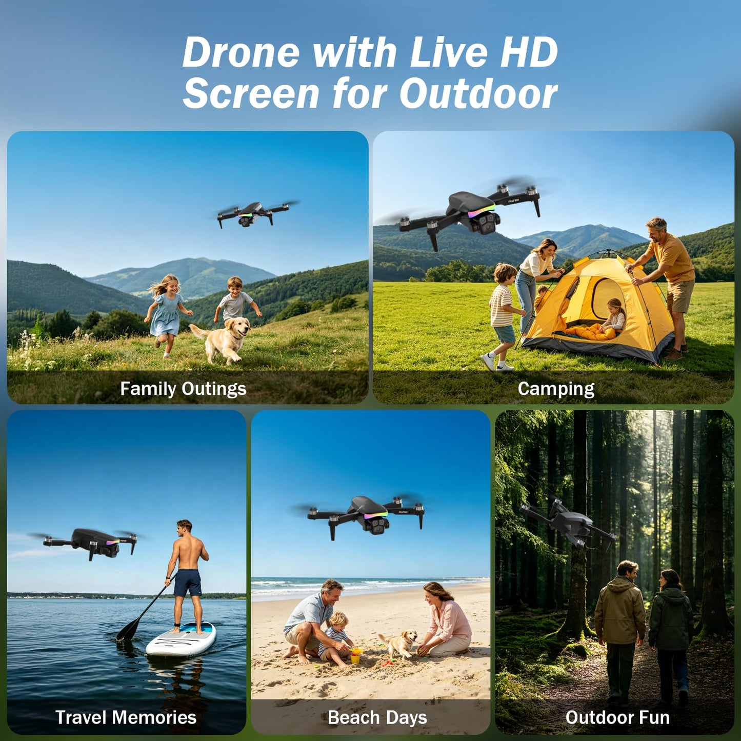 F417PRO Drone with Camera 1080P for Adults Kids, Mini Drone with Screen, Adult Drone, Dual 90° Lens, LED Lights, Optical Flow, Modular Battery, Beginner Drone, One Key Start, Headless, 3D Flip, Case