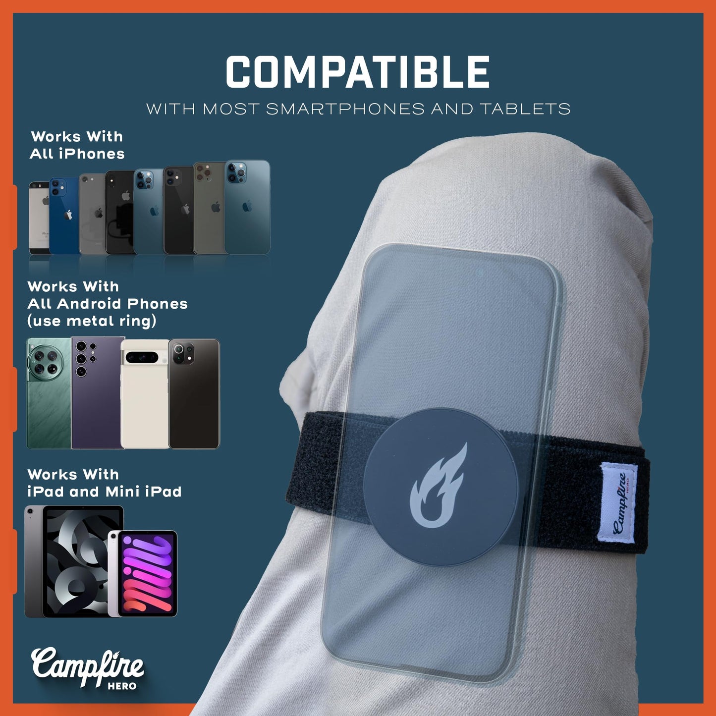 Campfire Hero Magnetic Thigh Mount for iPad mini & Phone | Hands-Free Holder for Pilots, Guitar Players & Multitaskers | Quick Access Kneeboard Alternative