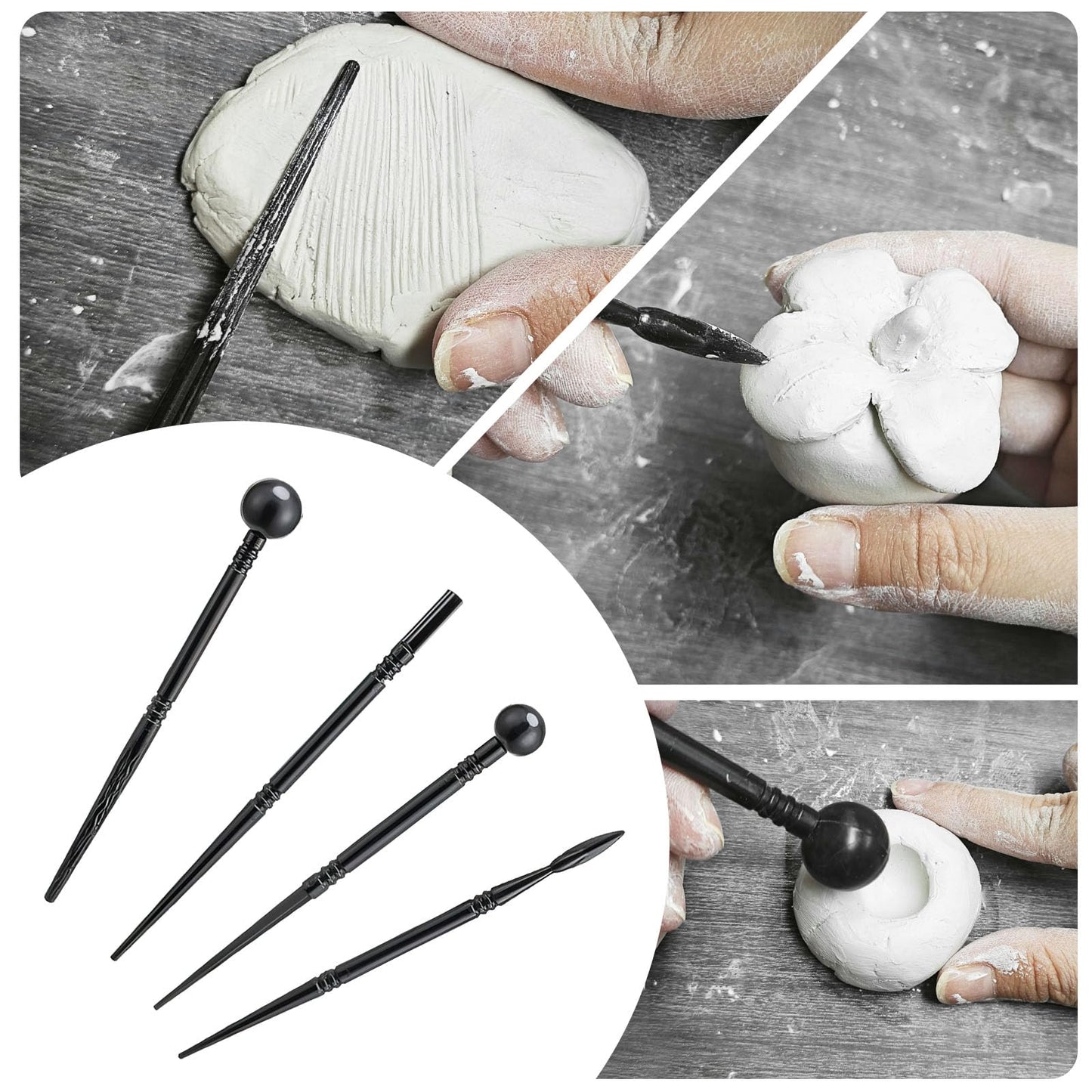 EIGTWEN 100ml Air Dry Clay Glaze and 29pcs Clay tools kit, Gloss Clay Varnish Protects Clay from Surface Wear, Pottery Tools Can be Used for Stippling, Carving, Molding, and Shaping Clay Crafts(Gloss)