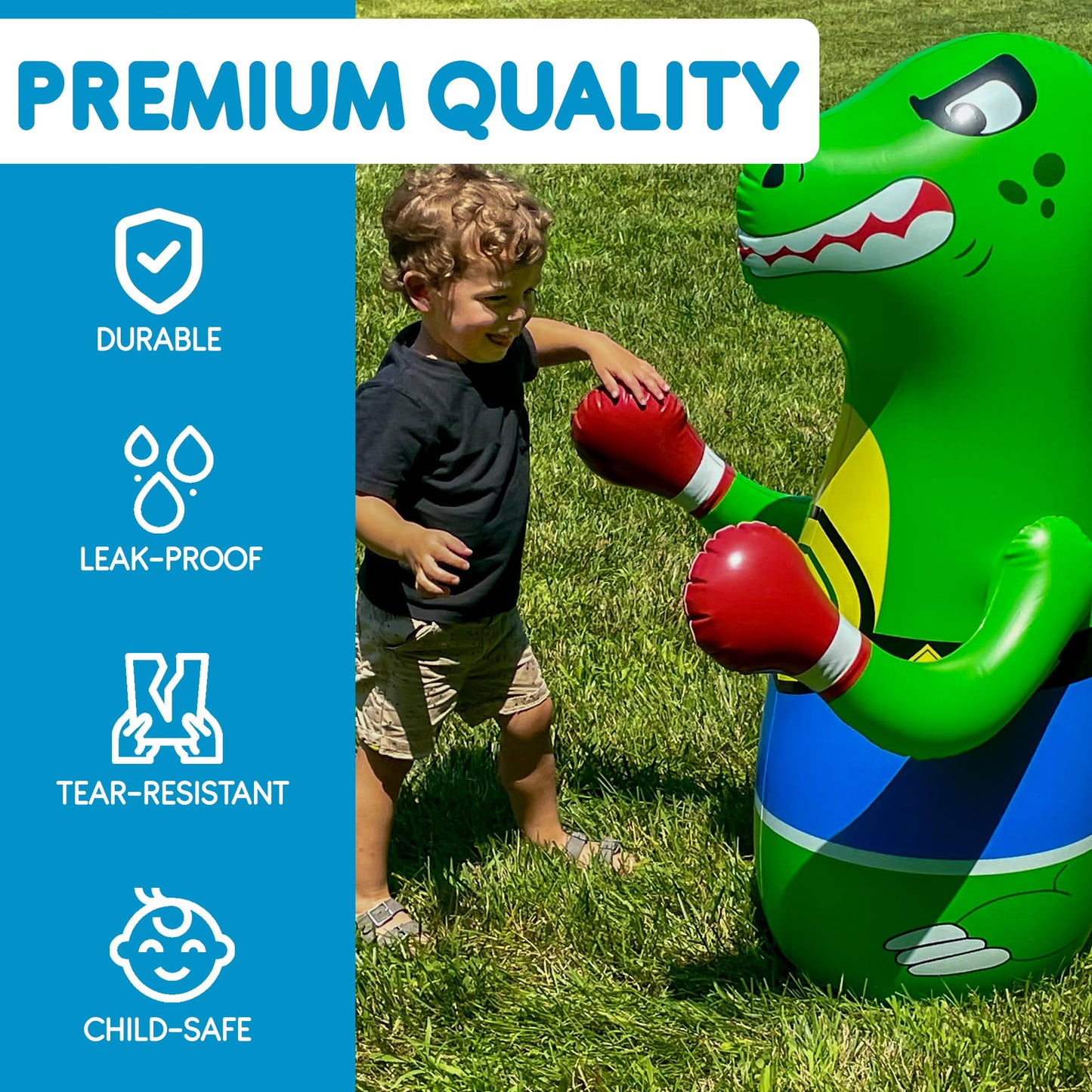 Inflatable Punching Bag for Kids - Bop Bag Inflatable Punching Toy - Inflatable Dinosaur with Instant Bounce Back Movement - Bottom Space Can Use Either Sand or Water (47” Height)