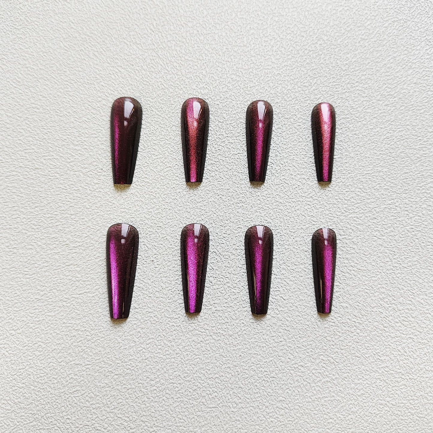 KKUUOO Purple Press on Nails Long Coffin False Nails with Solid Color Design Glitter Acrylic Artificial Nails Full Cover for Women 24 Pieces