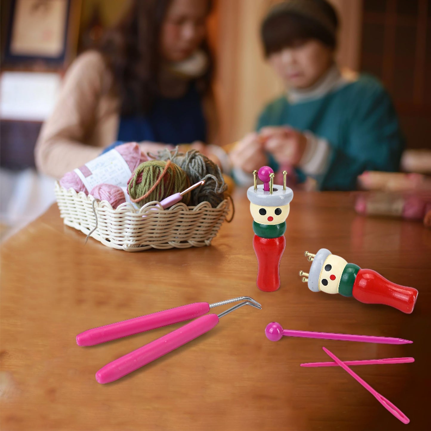 BuleVina 2 Pack French Knitting Doll Crochet Loom Craft Kit Wooden Knit Spool for DIY Making Bracelet Toy