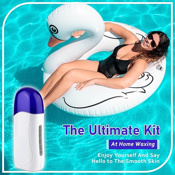 Pinkiou Roll on Wax Kit for Hair Removal Wax Roller Kit Skin Care Wax Up Waxing Warmer with Cartridge Honey Wax Strip at Home Wax Kit for Arm Leg Bikini