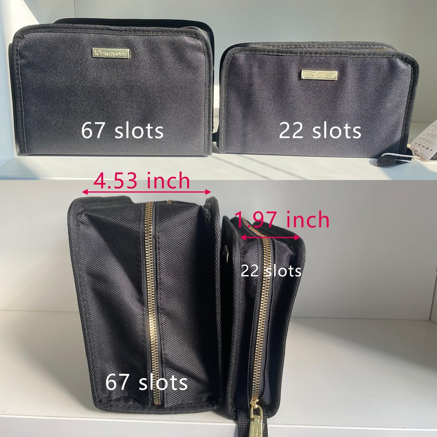 ROWNYEON Lipstick Organizer Case Lipstick Holder 67 Slots Portable Lip Travel Makeup Cosmetic Case Large Capacity Lip Gloss Carrying Case Makeup Artist Storage - Black
