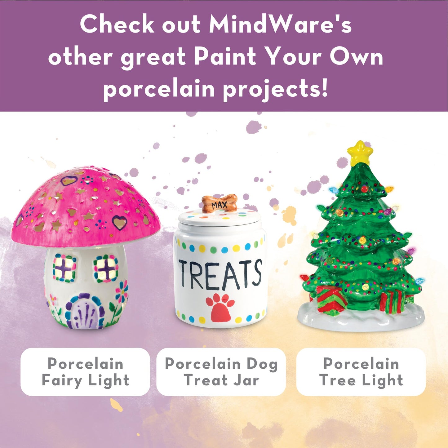 MindWare Paint Your Own Porcelain Bowls for Kids - DIY Craft Kit Makes 3 Bowls, Includes Paint and Brush