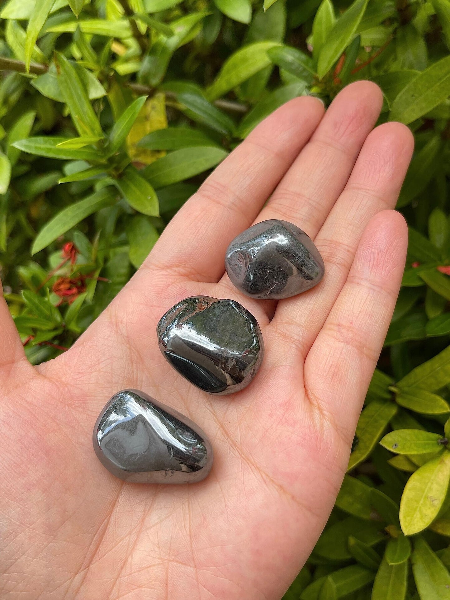 GAF TREASURES 5 Pcs Hematite Tumbled Stones, Polished Natural Hematite Gemstone, Hematite Healing Crystals (Hematite)
